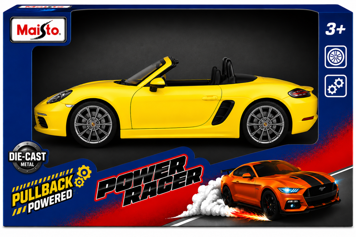 Carro A Escala 1/36 Coleccionable Porshe 718 Boxter Amarillo