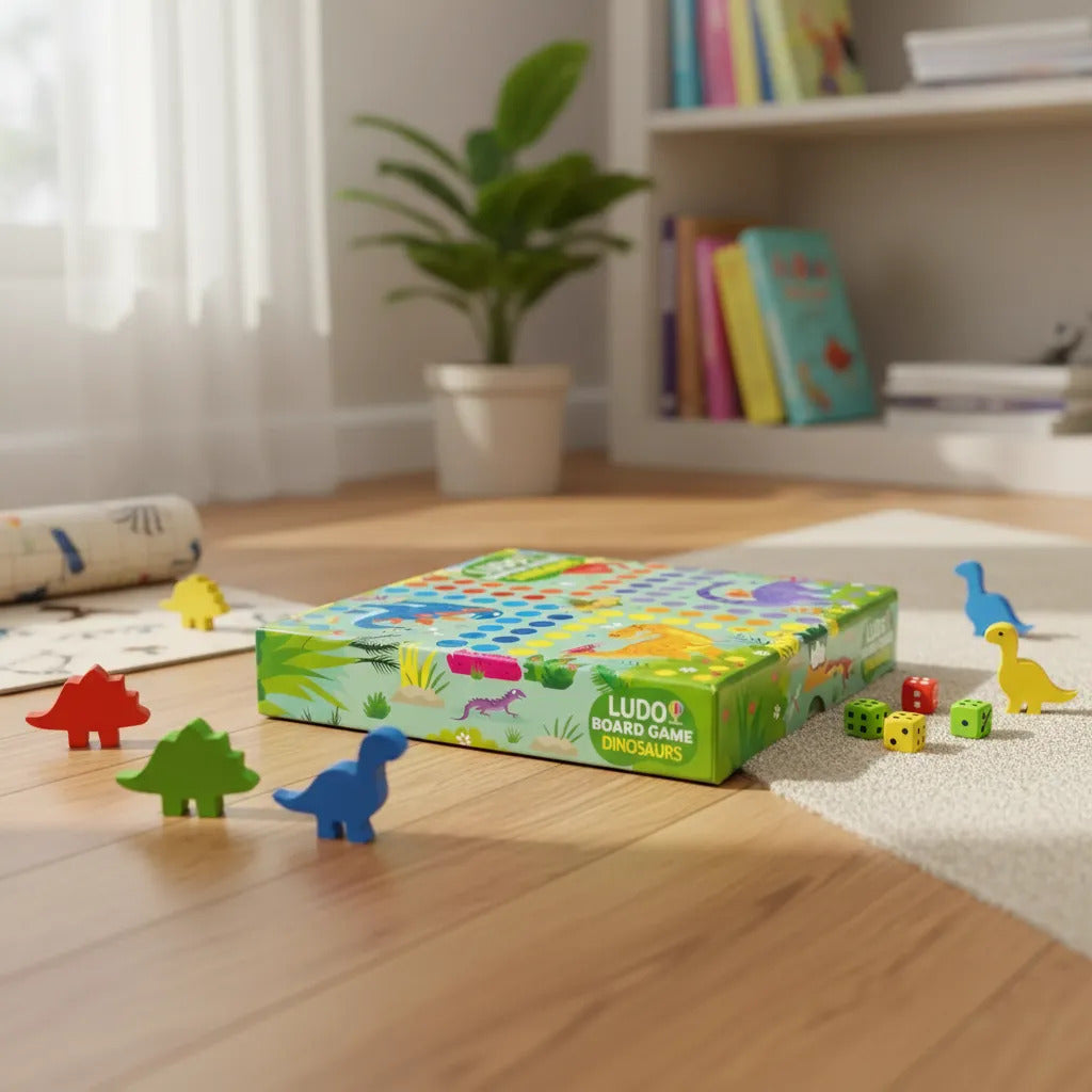 Juego de Mesa Ludo Dinosaurios con Puzzle Para Niños
