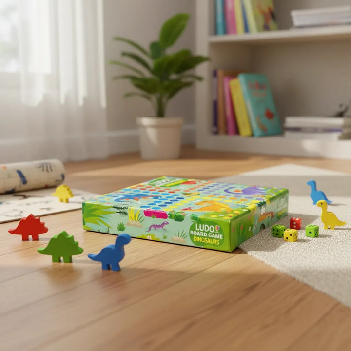 Juego de Mesa Ludo Dinosaurios con Puzzle Para Niños