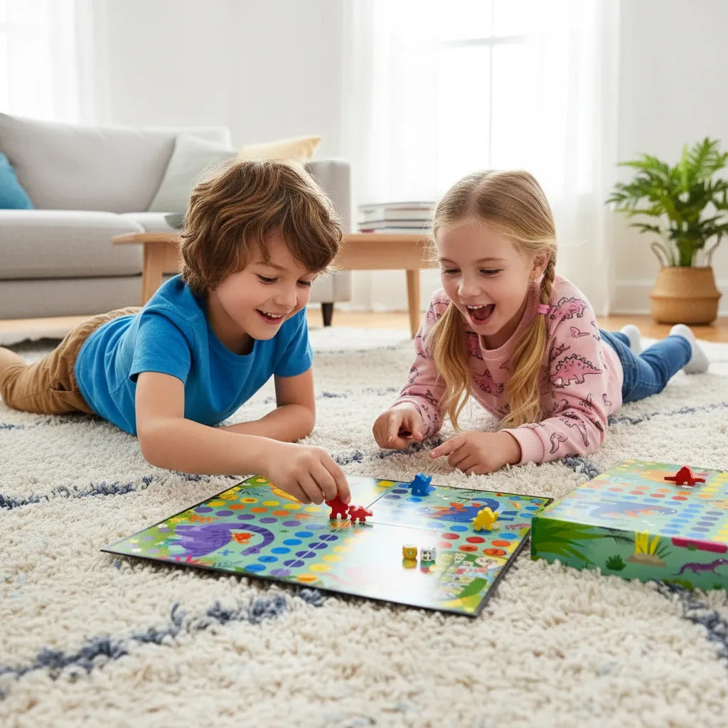 Juego de Mesa Ludo Dinosaurios con Puzzle Para Niños