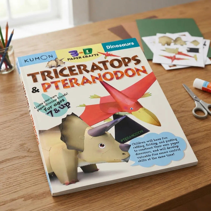 Libro de Manualidades 3D Dinosaurs Triceratops Pteranodon Para Niños