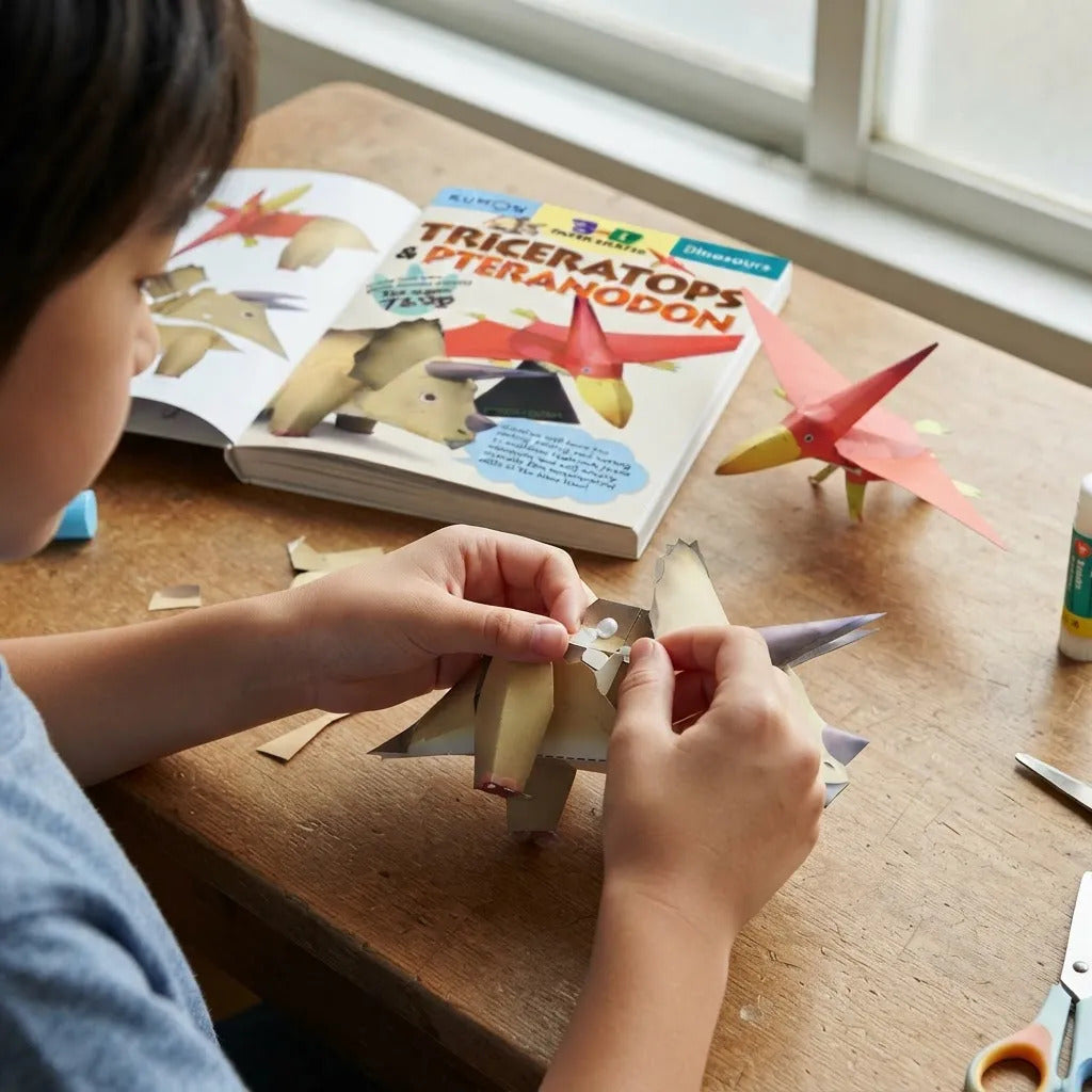 Libro de Manualidades 3D Dinosaurs Triceratops Pteranodon Para Niños