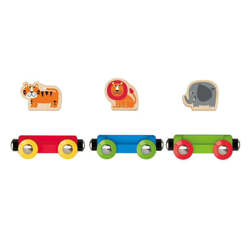 Juguete Educativo Tren Animales Jungla madera Para Niños