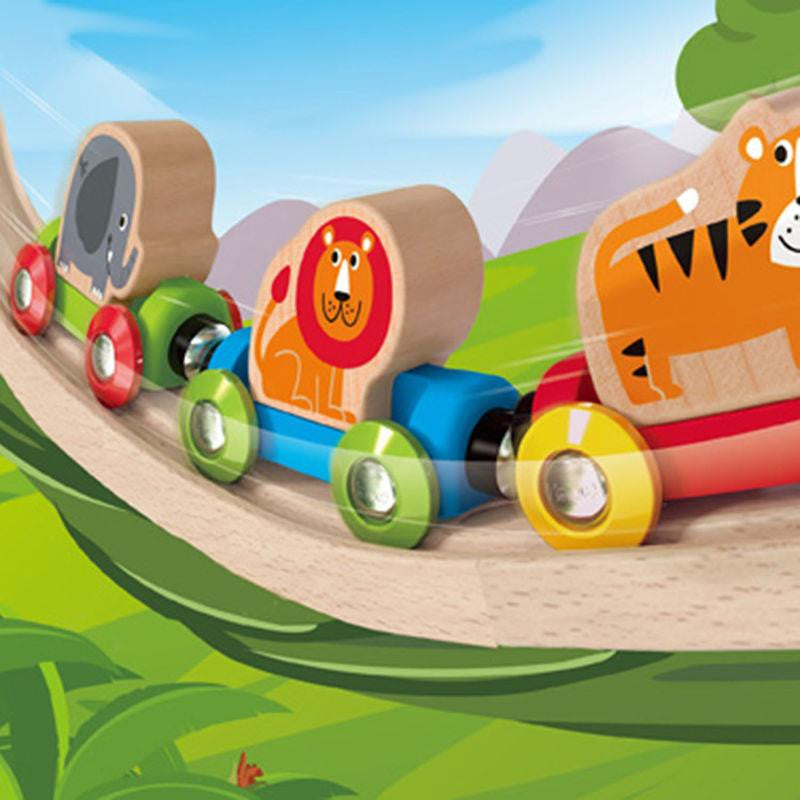 Juguete Educativo Tren Animales Jungla madera Para Niños
