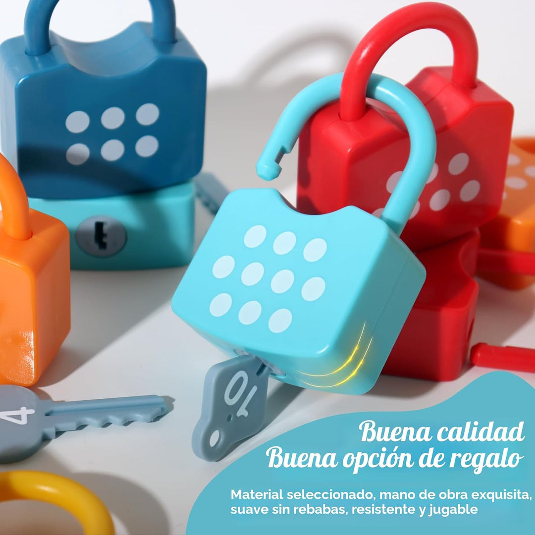 Juego Didáctico Cerraduras de aprendizaje con llaves Para Niños