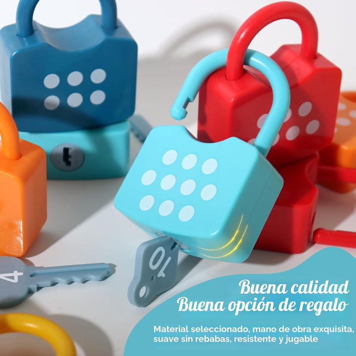 Juego Didáctico Cerraduras de aprendizaje con llaves Para Niños