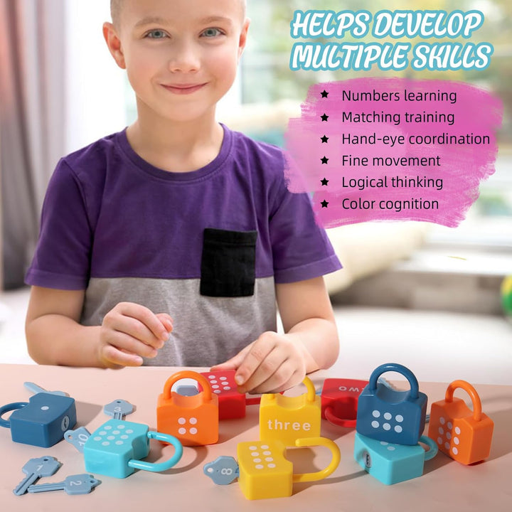 Juego Didáctico Cerraduras de aprendizaje con llaves Para Niños