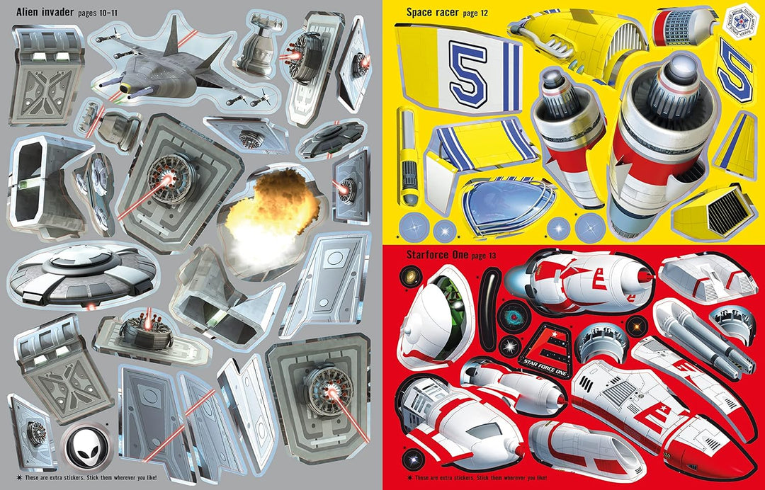 Libro de Stickers Crea tus Propias Naves Espaciales Para Niños