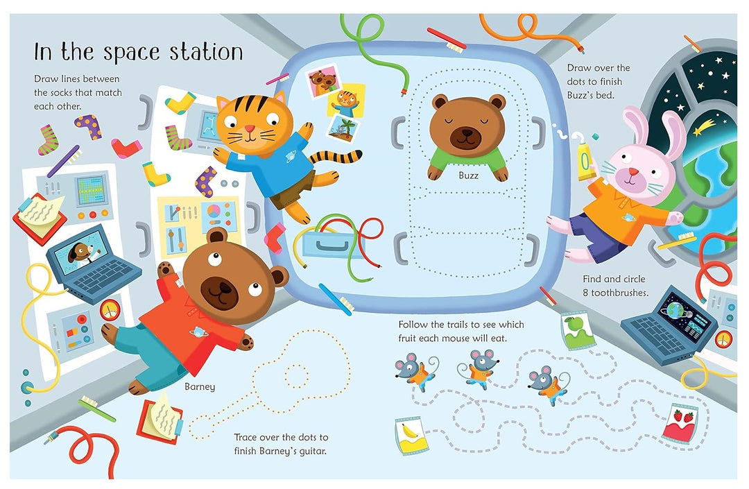Libro De Actividades Interactivas Space Borrables Para Niños
