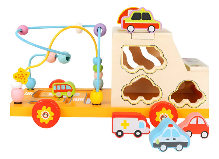 Juguete Carro Sensorial en Madera Montessori Para Niños