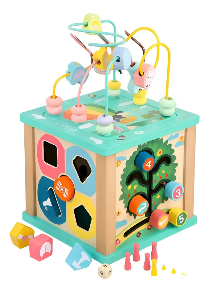 Cubo Laberinto Multifuncional Montessori Madera Para Bebés