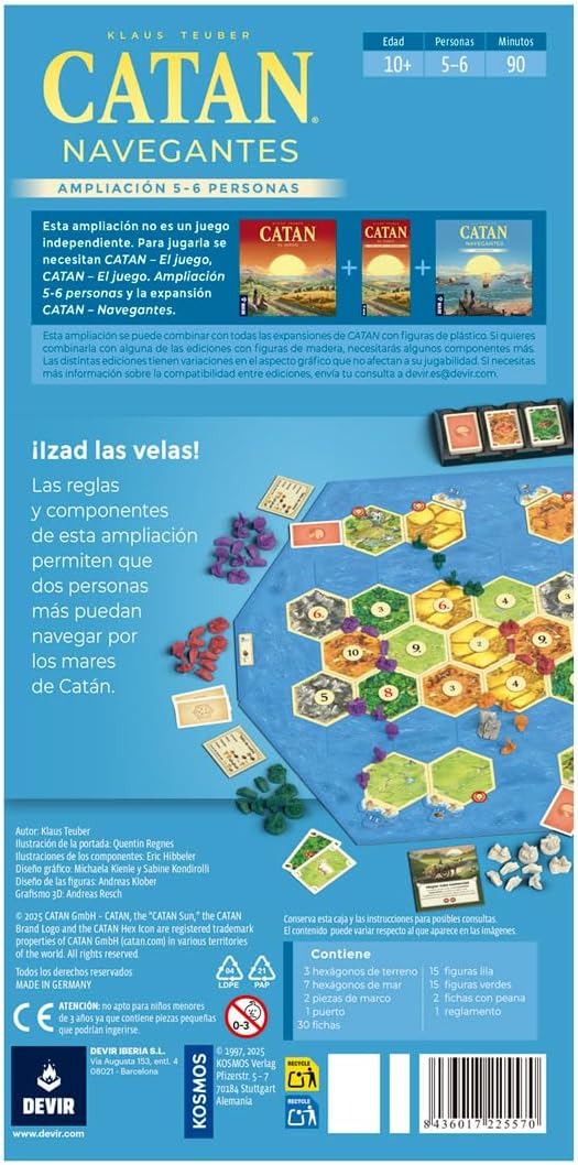 Juego de Mesa Estrategia Catan Navegantes Ampliación 5-6 Jugadores