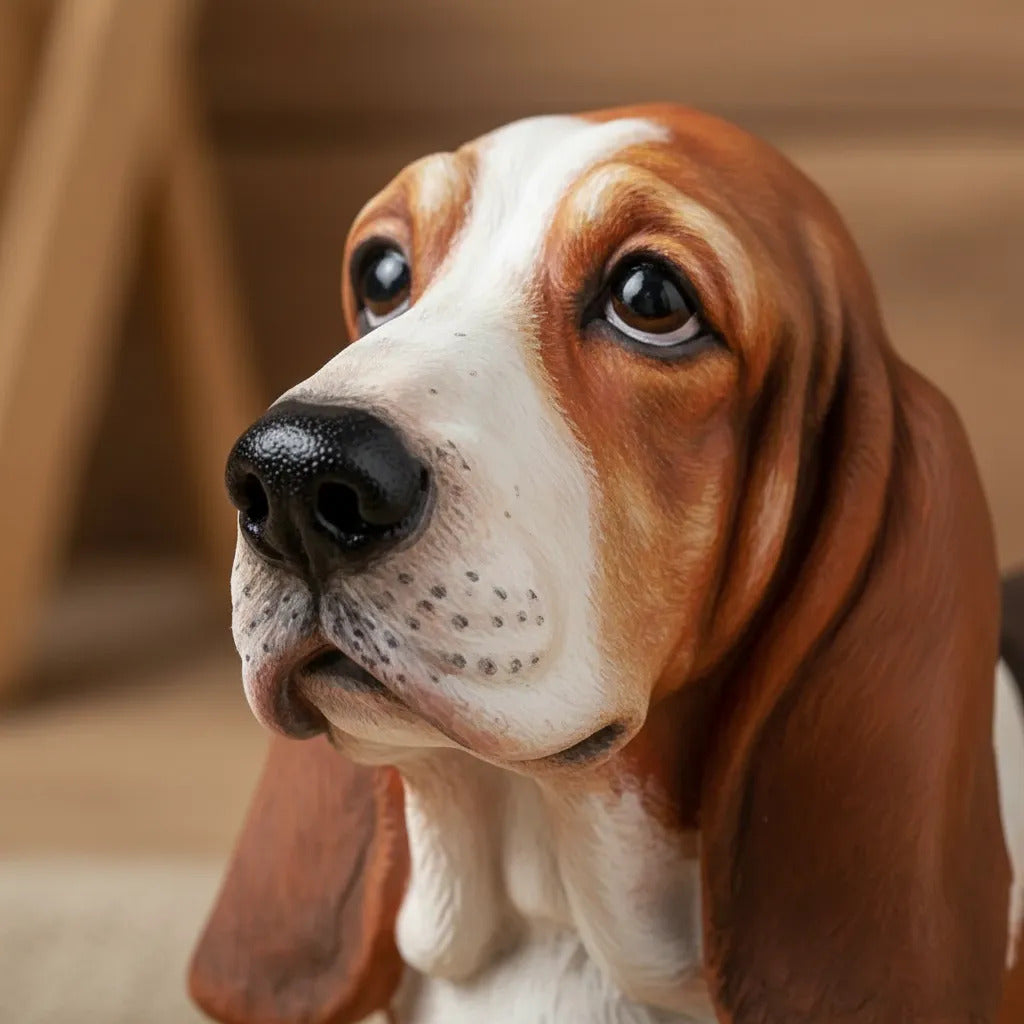 Figurita Coleccionable Perro Basset Pintada a Mano Para Niños