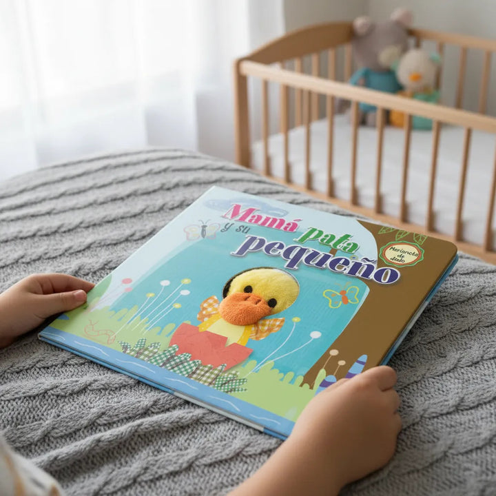 Libro Didáctico con Mamá Pata y Su Pequeño Títere Para Niños