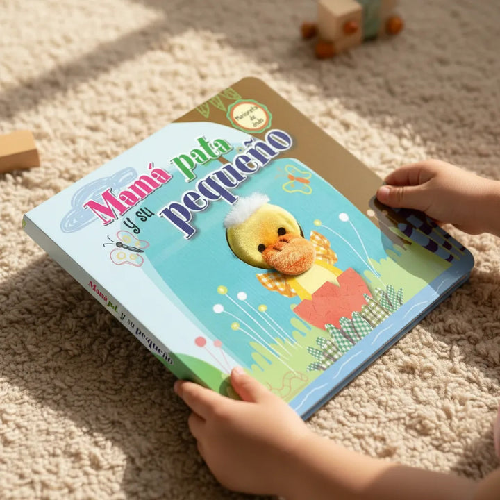Libro Didáctico con Mamá Pata y Su Pequeño Títere Para Niños