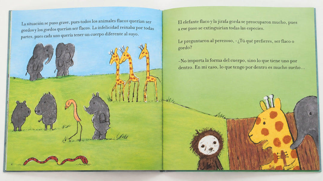 Libro Ilustrado Elefante Flaco Y La Jirafa Gorda Para Niños