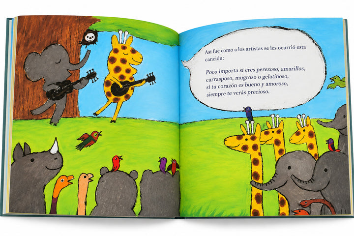Libro Ilustrado Elefante Flaco Y La Jirafa Gorda Para Niños
