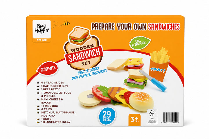 Juguete Didáctico Sándwich de Madera Para Niños