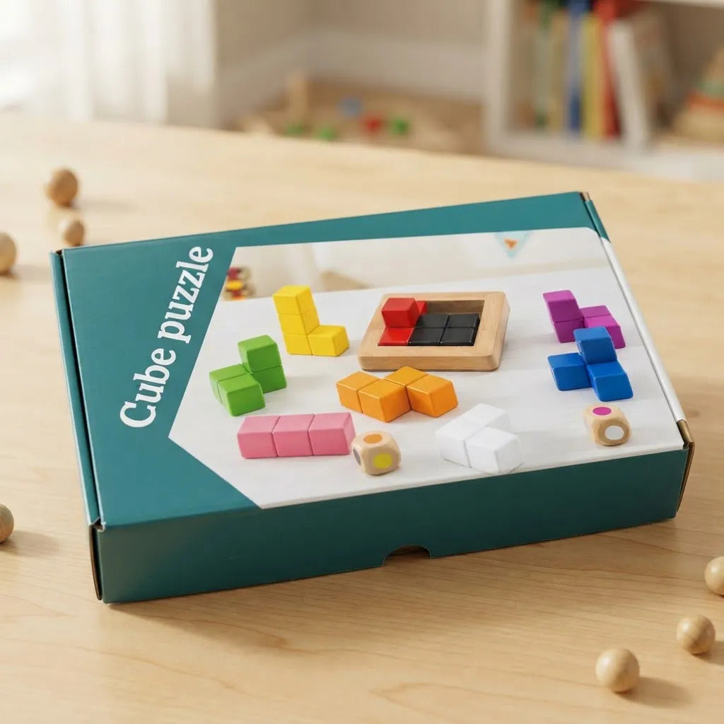 Bloques de Tetris Rompecabezas Cubo de Madera Para Niños
