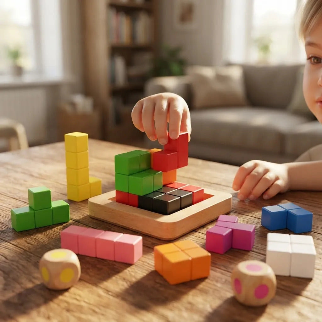 Bloques de Tetris Rompecabezas Cubo de Madera Para Niños