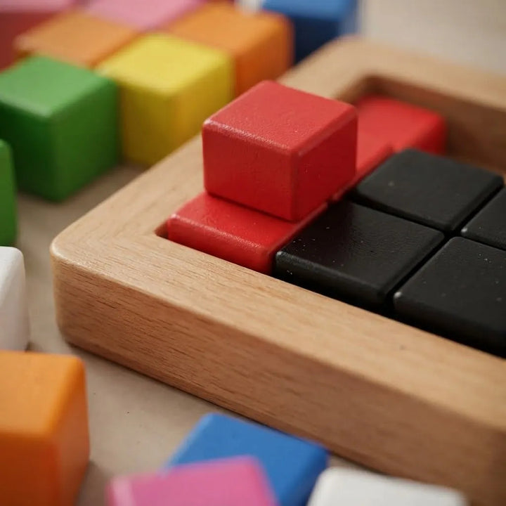 Bloques de Tetris Rompecabezas Cubo de Madera Para Niños