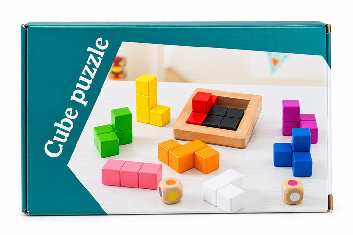 Bloques de Tetris Rompecabezas Cubo de Madera Para Niños