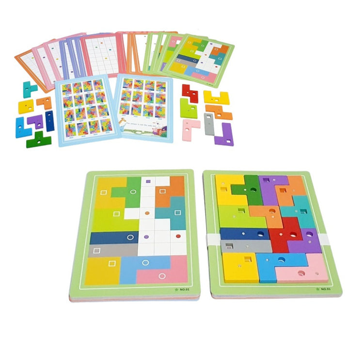 Juego De Mesa Tetris Magnético de Madera Para Niños