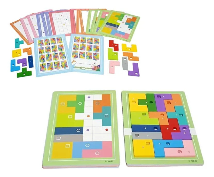 Juego De Mesa Tetris Magnético de Madera Para Niños