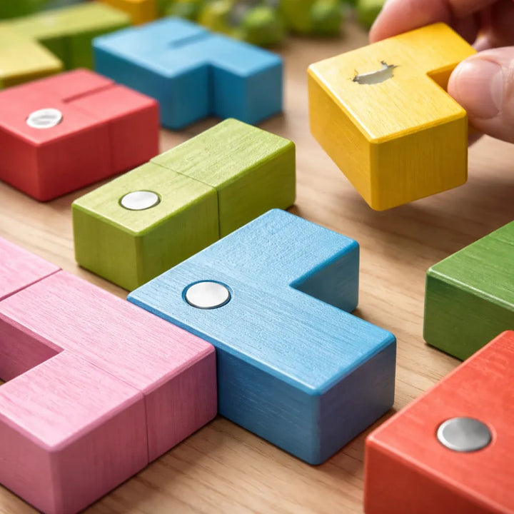 Juego De Mesa Tetris Magnético de Madera Para Niños