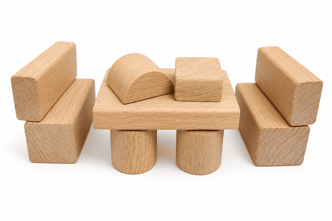 Set Para Construir de 100 Bloques de Madera Para Niños