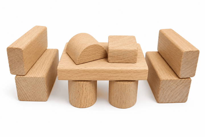 Set Para Construir de 100 Bloques de Madera Para Niños