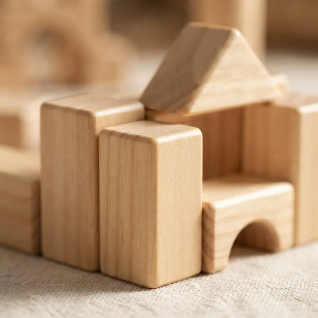 Set Para Construir de 100 Bloques de Madera Para Niños
