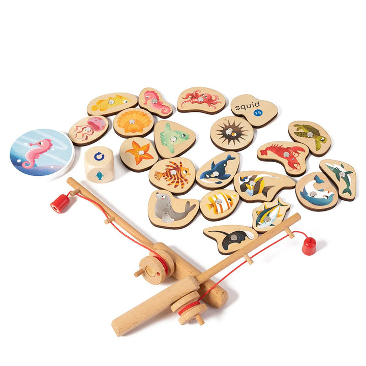 Juego de Pesca Educativo Magnético En Madera Para Niños