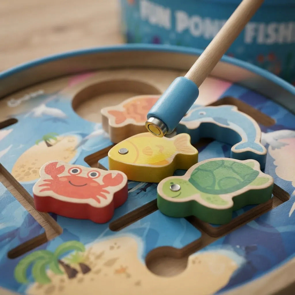 Juego de Pesca Educativo Magnético En Madera Para Niños