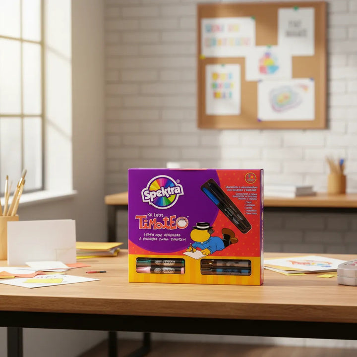 Juego Kit Letras Timoteo Marcadores y Plantillas Spektra Para Niños