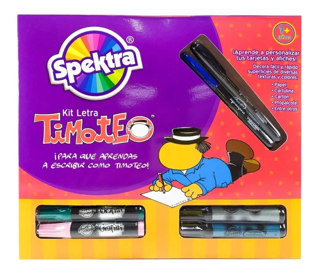 Juego Kit Letras Timoteo Marcadores y Plantillas Spektra Para Niños