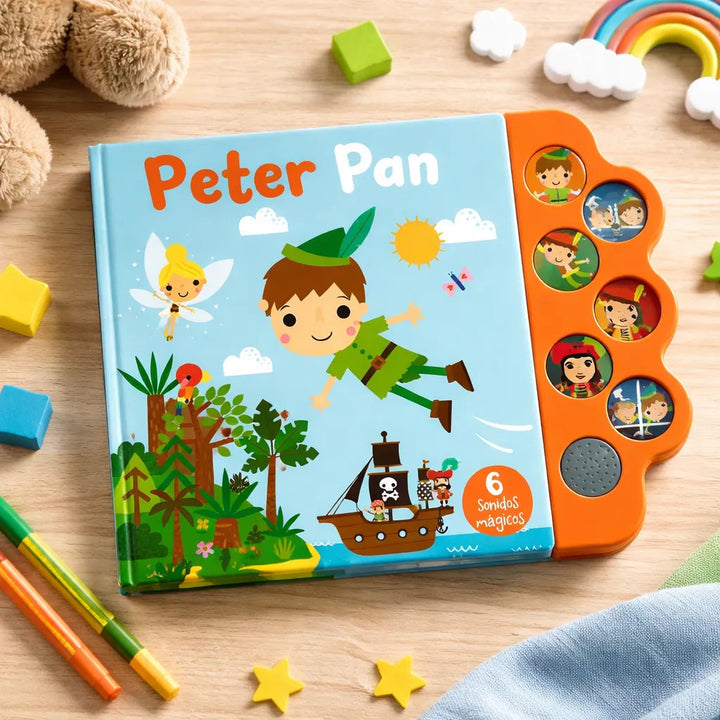 Libro Sonoro Peter Pan Clásicos con 6 Sonidos Para Niños