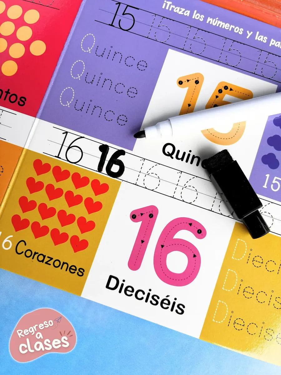 Libro Didáctico Los Números Marcador Borrable Para Niños