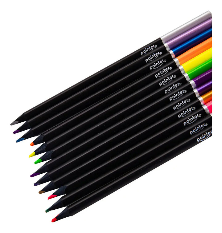 Lápices de Color Pointer 12 Colores Neón Metálico Para Niños
