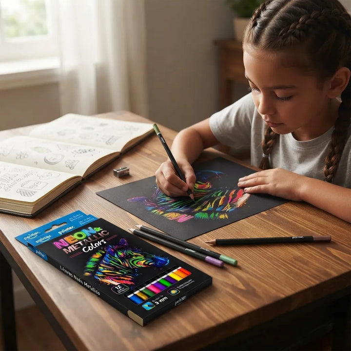 Lápices de Color Pointer 12 Colores Neón Metálico Para Niños