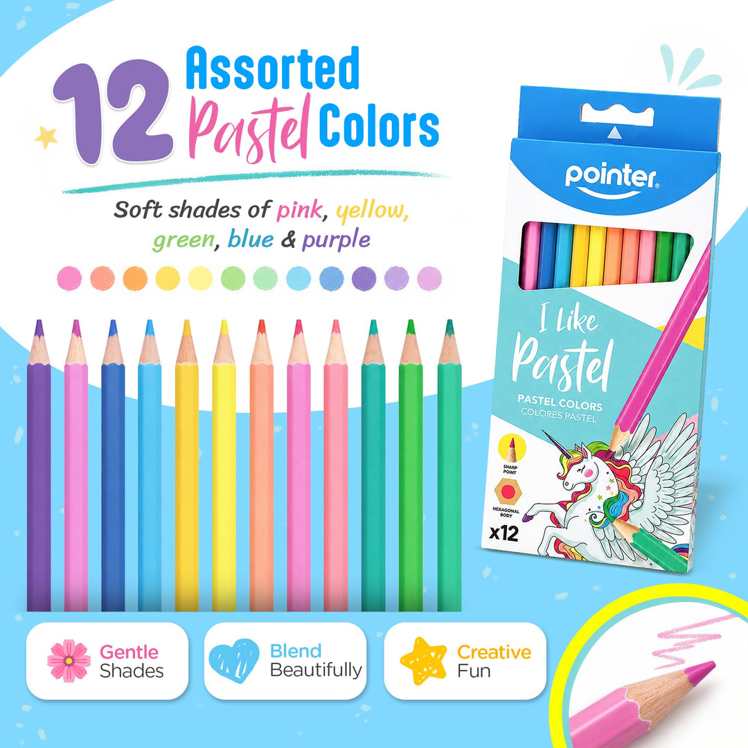 Lápices de Color Pastel 12 Unidades Pointer Para Niños