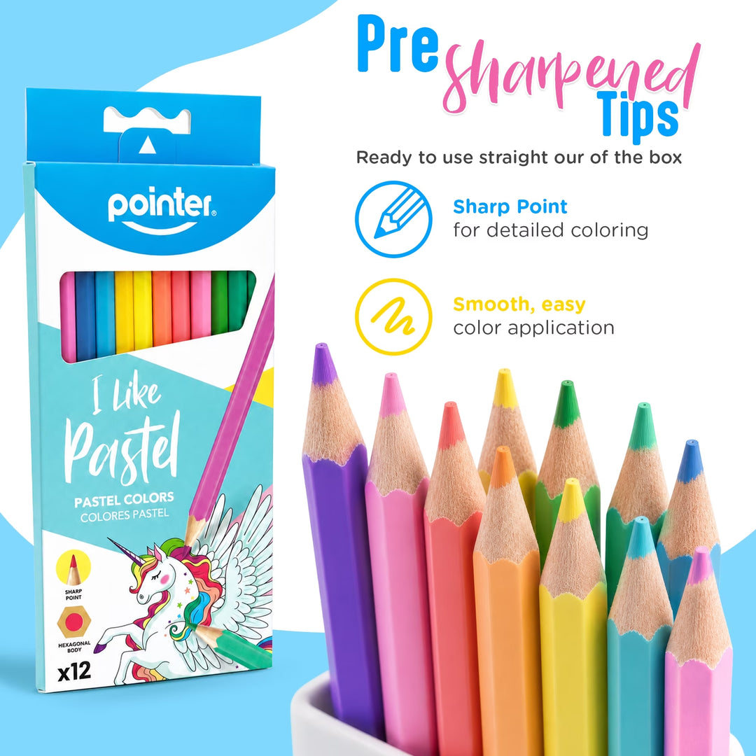 Lápices de Color Pastel 12 Unidades Pointer Para Niños