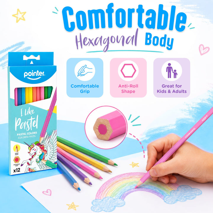 Lápices de Color Pastel 12 Unidades Pointer Para Niños