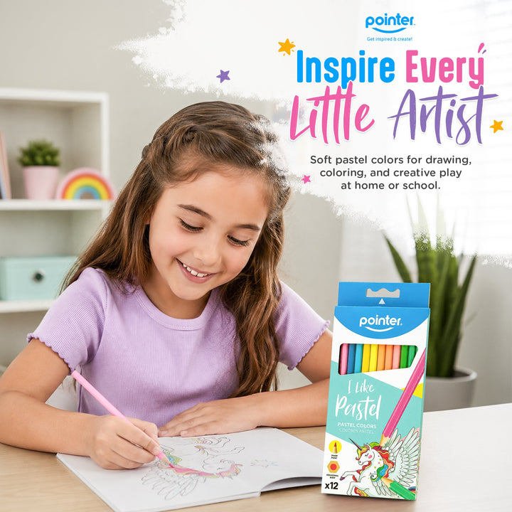 Lápices de Color Pastel 12 Unidades Pointer Para Niños