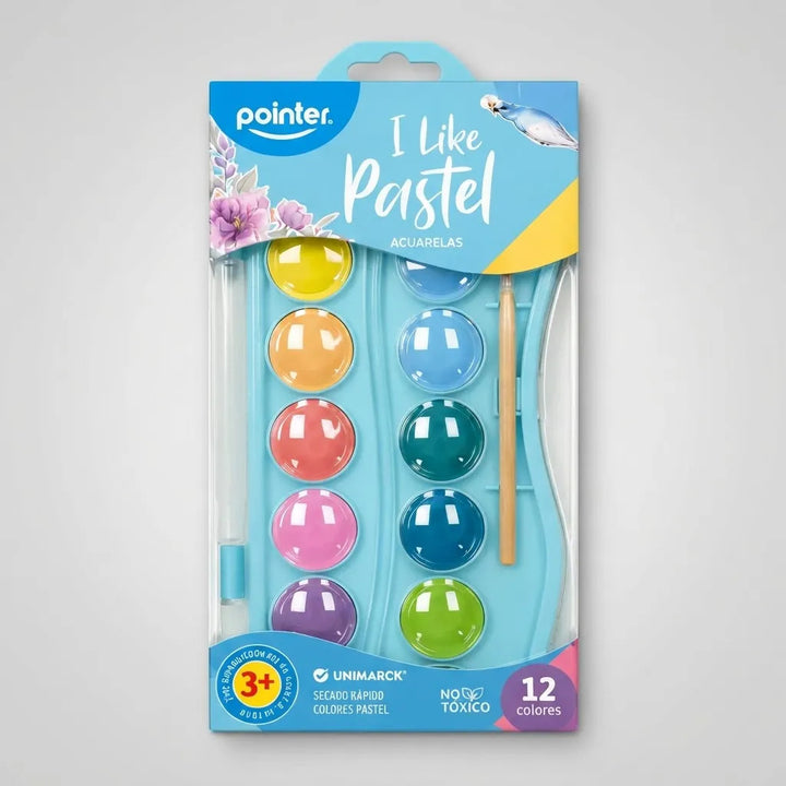 Set de Acuarelas Pointer 12 Colores Pastel Para Niños