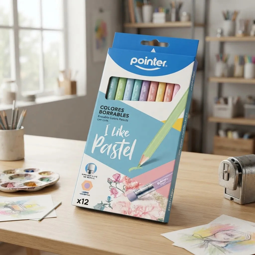 Lápices de Colores Pastel Borrables Pointer Para Niños