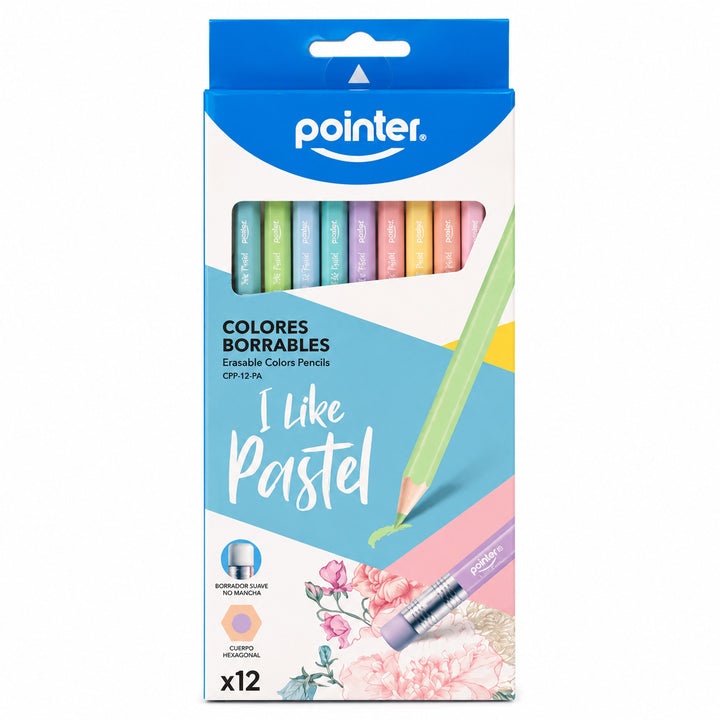 Lápices de Colores Pastel Borrables Pointer Para Niños