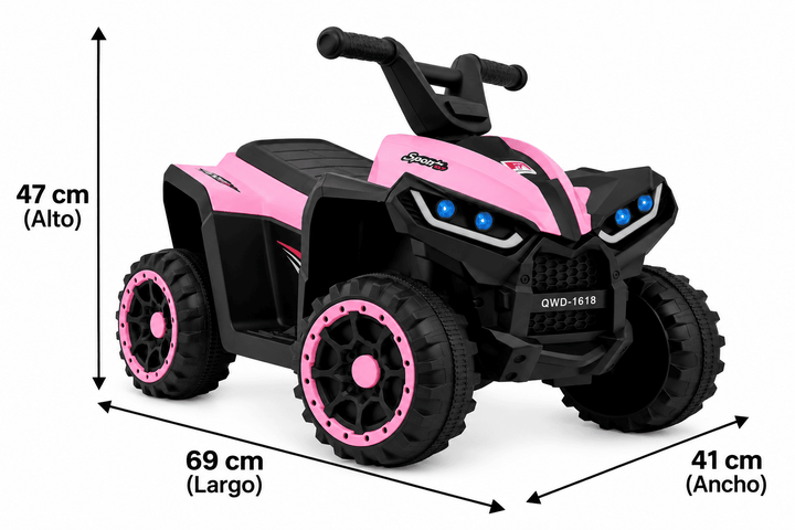 Cuatrimoto eléctrica Carro Montable Niños Rosado Control Remoto