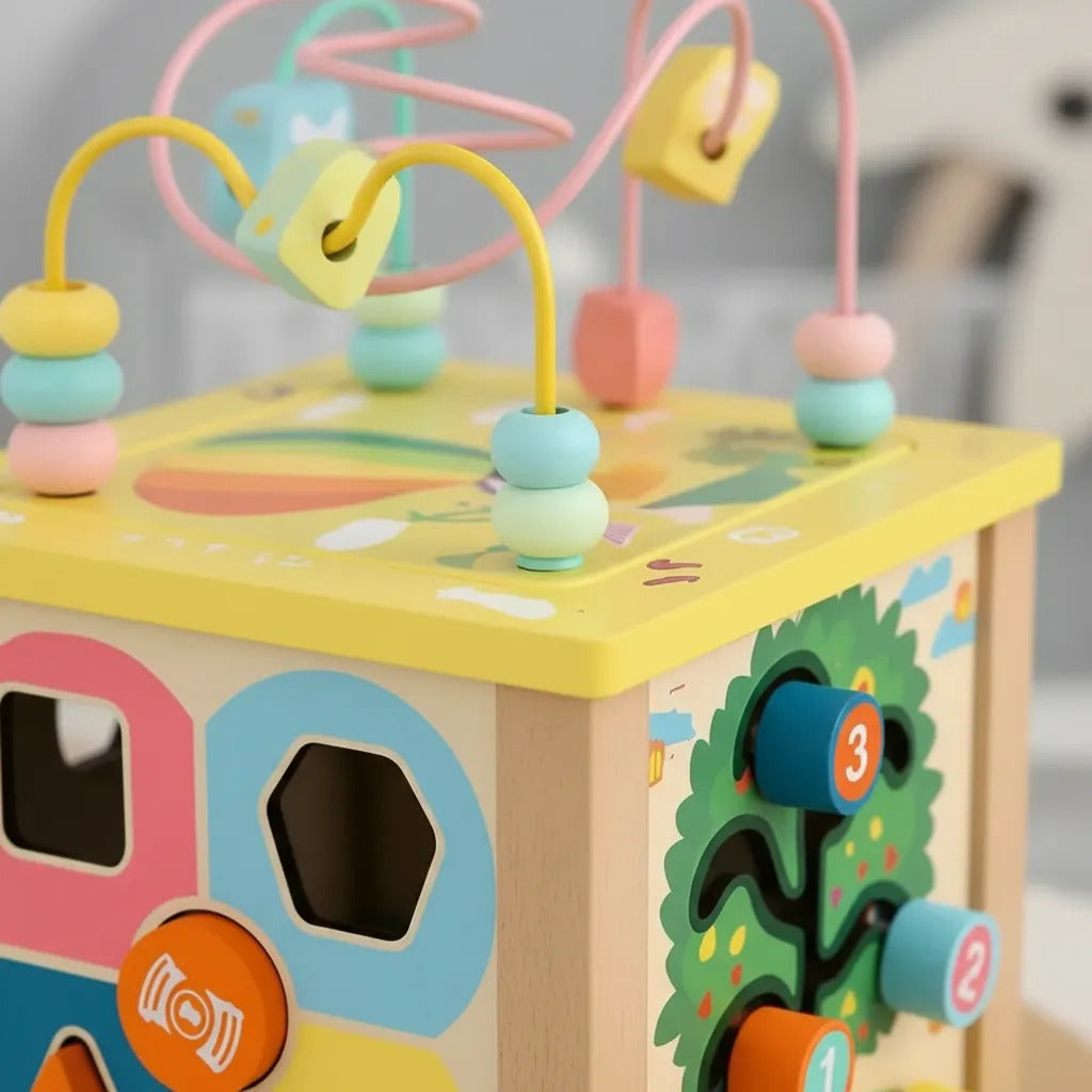 Cubo Laberinto Multifuncional Montessori Madera Para Bebés