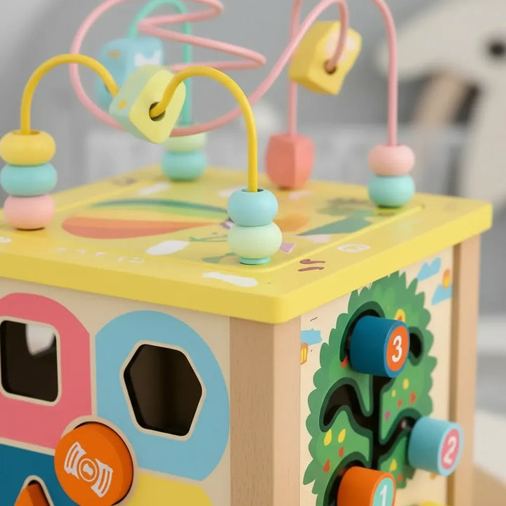 Cubo Laberinto Multifuncional Montessori Madera Para Bebés